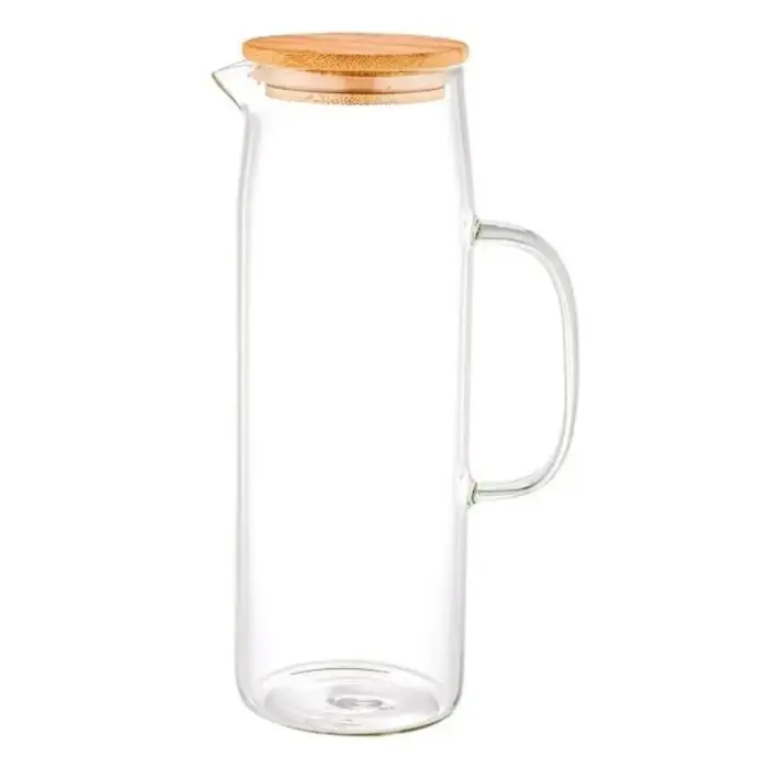 Jarra de Vidro Borosilicato de 1,5 Litros Com Tampa de Bambu - Imagem 1