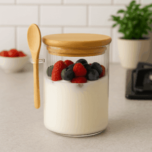 Pote Hermético de Vidro Borossilicato com Tampa e Colher de Bambu 550ml - Casíta - Imagem 3