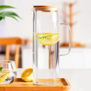Jarra de Vidro Borosilicato de 1,5 Litros Com Tampa de Bambu - Imagem 2