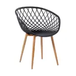 Cadeiras Monaco Com Assento em Polipropileno e Base em Aço Imitando Madeira - Fratini