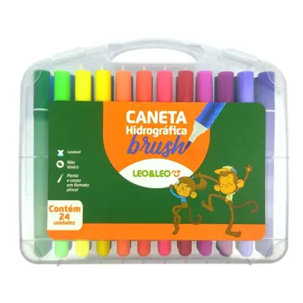 Kit Canetinhas Hidrográficas Brush com 24 Unidades- Leo&Leo