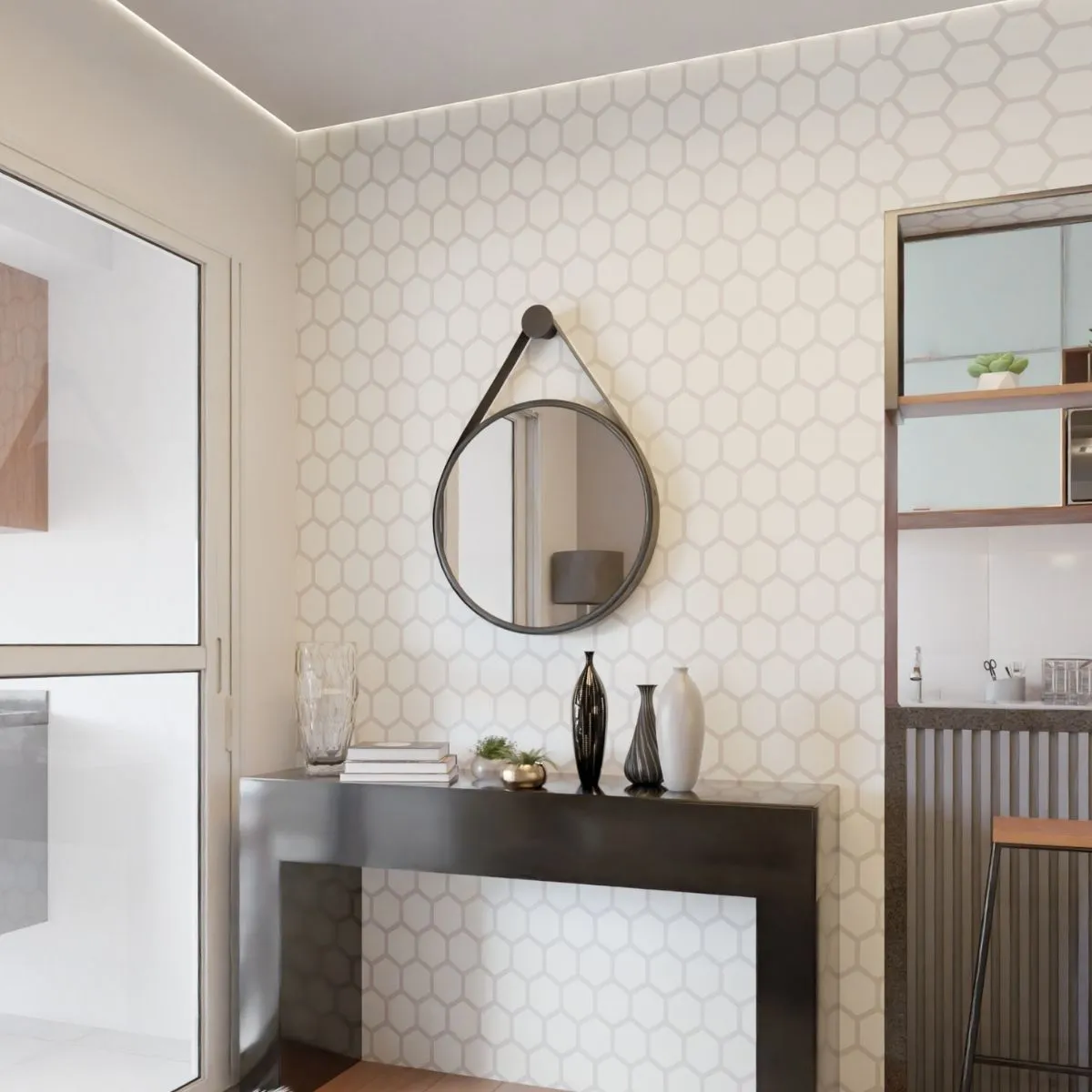 Espelho com alça Redondo 60cm Preto - Mev Glass - Imagem 2