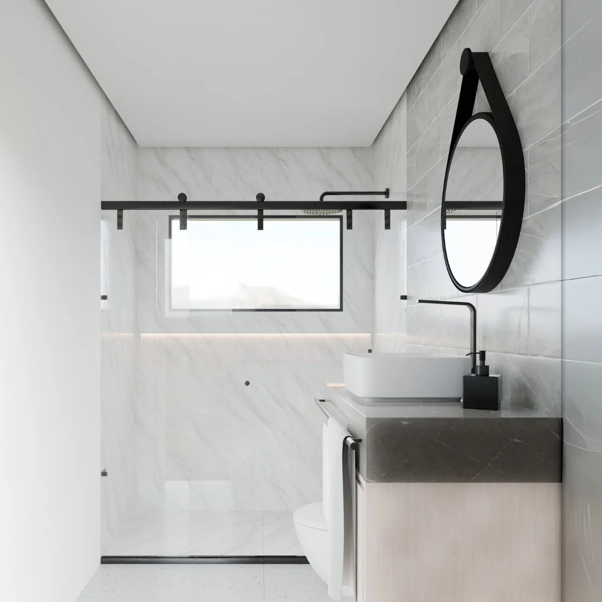 Espelho com alça Redondo 60cm Preto - Mev Glass - Imagem 4