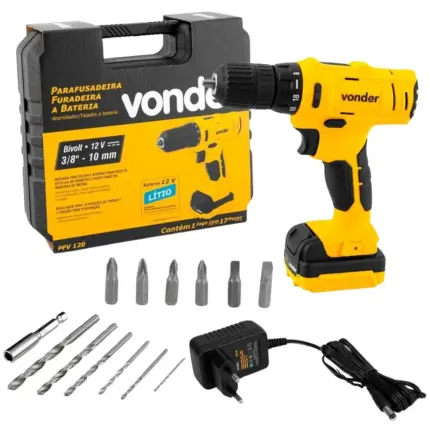 Parafusadeira Furadeira a Bateria 12v Bivolt PFV 120 - Vonder
