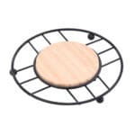 Descanso de Panela de Metal e Madeira 18x18x15cm Linha Black - Rio Home