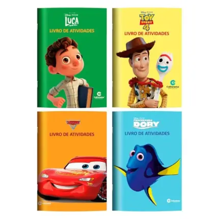 Kit com 4 Mini Livro de Atividade Pixar-Culturama