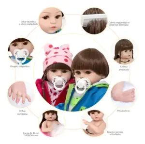 Boneca Super Realista Coleção Gêmeas Bichinhos Sortido 1 Unidade - Cegonha Reborn Dolls - Imagem 3