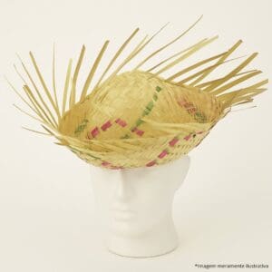 Chapéu de Palha Desfiado 30cm Colorido 100% Palha - Imagem 3
