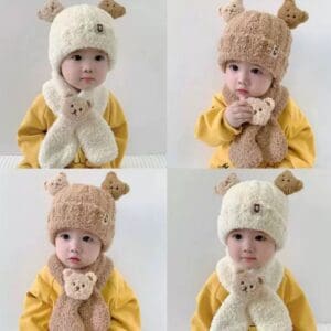 Conjunto com Touca e Cachecol Infantil Ursinho Tamanho Único MD-T163 Cor Sortida - JMD Import - Imagem 4