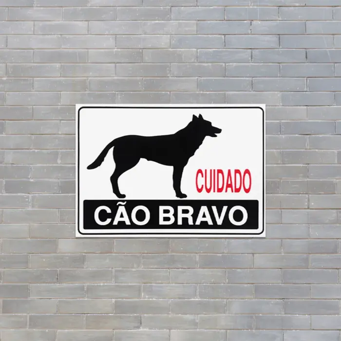Placa de Sinalização em PS Cuidado Cão Bravo 30x20cm – Acesso Placas & Sinalizações - Imagem 2