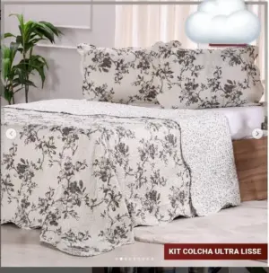 Kit Colcha com Porta Travesseiro Ultra Lisse 100% Poliéster 2,30x2,50m Estampa Sortida - Bene Casa - Imagem 2
