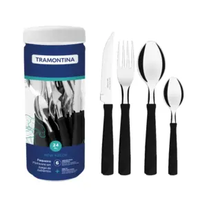 Faqueiro de Inox com Cabo de Plástico 24 Peças + Pote Multiuso New Kolor - Tramontina