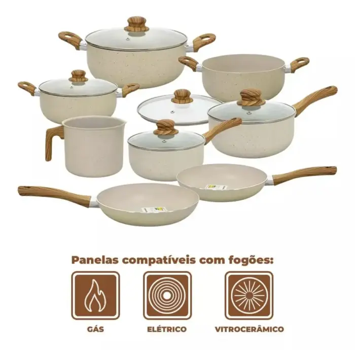 Conjunto de Panelas de Alumínio 8 Peças com Revestimento Interno Antiaderente - Sahara - Imagem 7