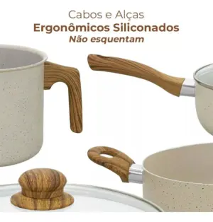 Conjunto de Panelas de Alumínio 8 Peças com Revestimento Interno Antiaderente - Sahara - Imagem 4