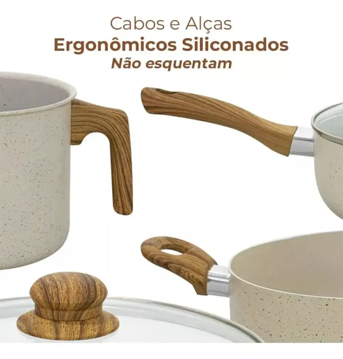 Conjunto de Panelas de Alumínio 8 Peças com Revestimento Interno Antiaderente - Sahara - Imagem 4