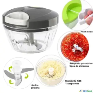 Multi Processador/Triturador de Alimentos Manual de Plástico e Aço Inox com 3 Lâminas Curvas 500ml Sortido - Facilite - Imagem 2
