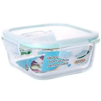 Pote Hermético de Vidro Borossilicato Quadrado 800ml Sortido - Eco's