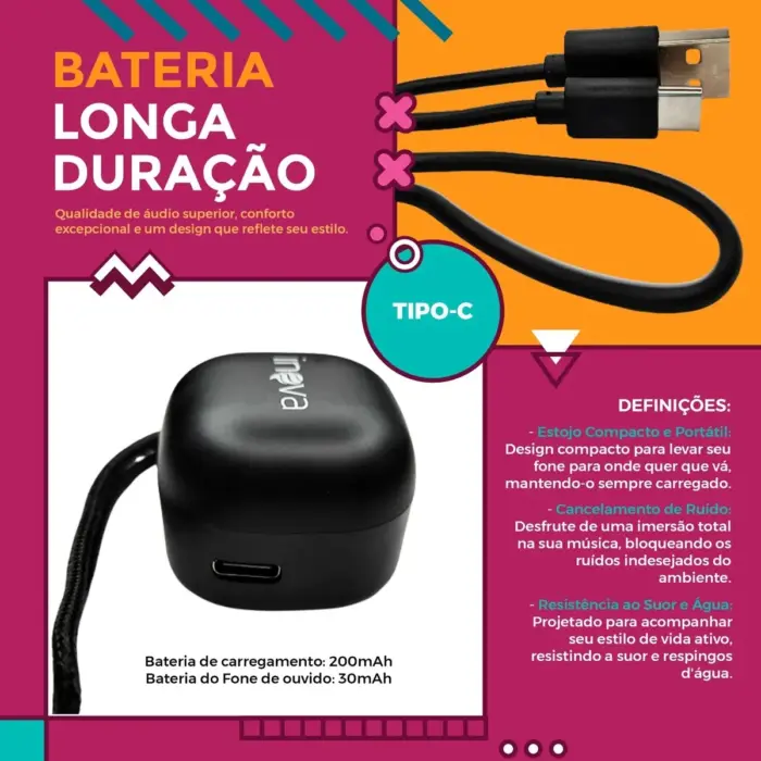 Fone de Ouvido sem Fio Modelo FON-20379 Cores Sortidas - Inova - Imagem 7