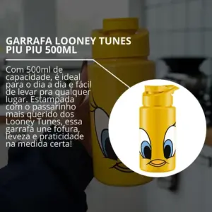 Garrafa Squeeze Looney Tunes Piu Piu Infantil 500ML-Indústria Bandeirante - Imagem 3