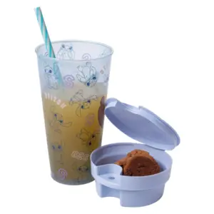 Copo 2 em 1 com Compartimento e Canudo Stitch 540ml - Plasútil - Imagem 5