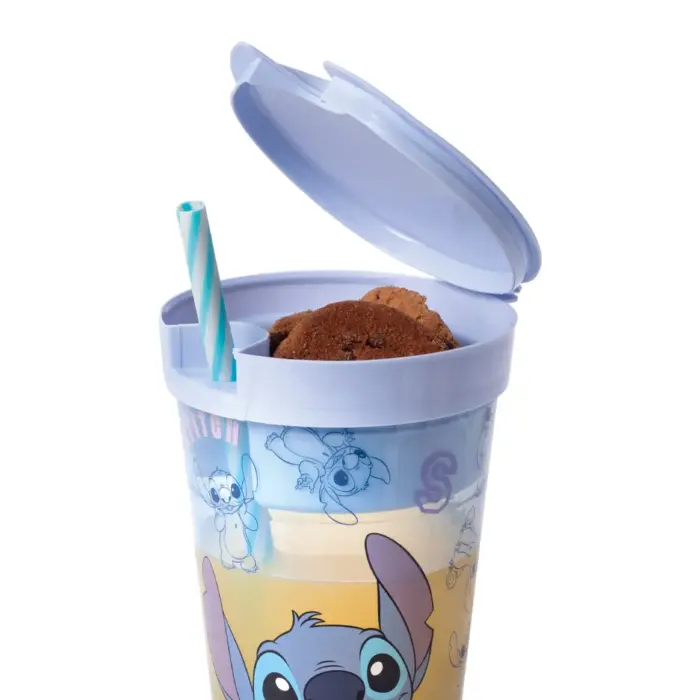 Copo 2 em 1 com Compartimento e Canudo Stitch 540ml - Plasútil - Imagem 6
