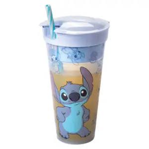 Copo 2 em 1 com Compartimento e Canudo Stitch 540ml - Plasútil - Imagem 3