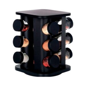 Porta Condimentos Giratório com 12 Potes de Vidro de 90g cada e Suporte e Tampas de Plástico - Em Casa Tem