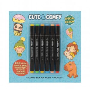 Livro de Colorir Estilo Boobie Goods Cute e Comfy Edição Especial com 6 Canetas Touch Duas Pontas - Editora Camelot