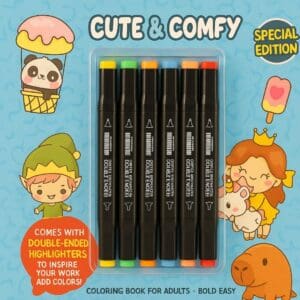 Livro de Colorir Estilo Boobie Goods Cute e Comfy Edição Especial com 6 Canetas Touch Duas Pontas - Editora Camelot - Imagem 4