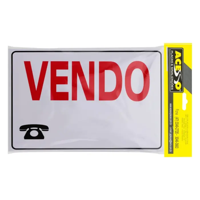 Placa de Sinalização em PS Vendo 20x30cm – Acesso Placas & Sinalizações - Imagem 1