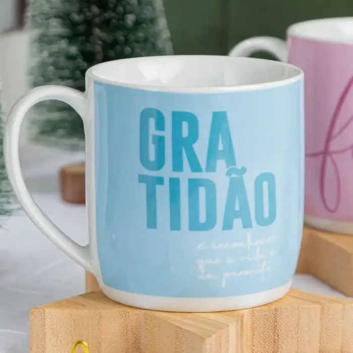 Caneca de Porcelana Gratidão é Reconhecer 300ml - Brasfoot - Imagem 2