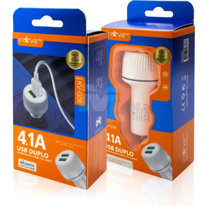 Carregador de Celular Veicular Turbo USB Duplo 4.1A Modelo G06 (S/ Cabo) - Inova - Imagem 4