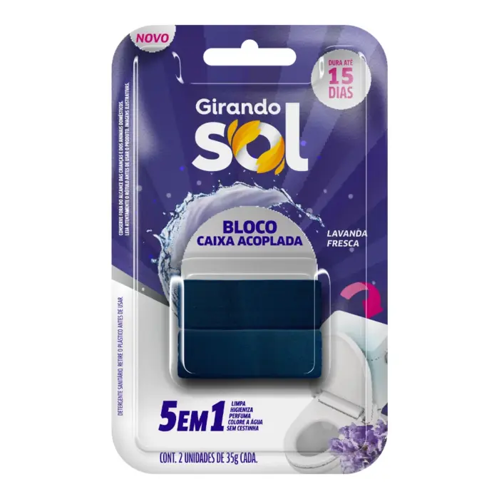 Bloco Sanitário para Caixa Acoplada com 2 Unidades 35g Cada Lavanda Fresca - Girando Sol - Imagem 1