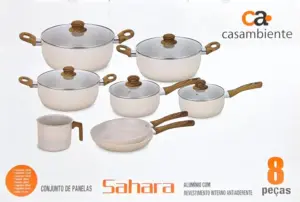 Conjunto de Panelas de Alumínio 8 Peças com Revestimento Interno Antiaderente - Sahara - Imagem 2
