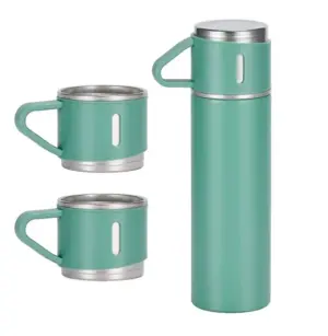 Conjunto com Garrafa Térmica de Aço Inox 420ml e 3 Xícaras Sortido - Amigold - Imagem 3