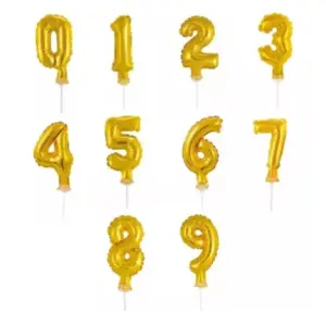 Topo de Bolo de Balão Nº 5' 1 Unidade Dourado - BR Festas