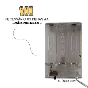 Cordão de LED Decorativo de 5 Metros com 50 LED's Branco Quente - Wincy Casa - Imagem 3