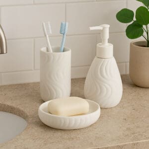 Kit Banheiro com 3 Peças de Porcelana Malta - Casa Aurora - Imagem 3