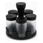 Porta Condimento / Tempero Giratório com 6 Portes Padrão Diamond - Belovidro