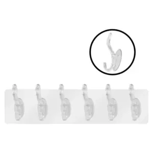 Cabide de Plástico com 5 Ganchos e Fixação Dupla Face de 35x6,5cm - Purus