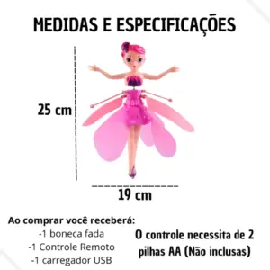 Boneca Fada das Florese que Voa com Controle Remoto - Toy King - Imagem 4