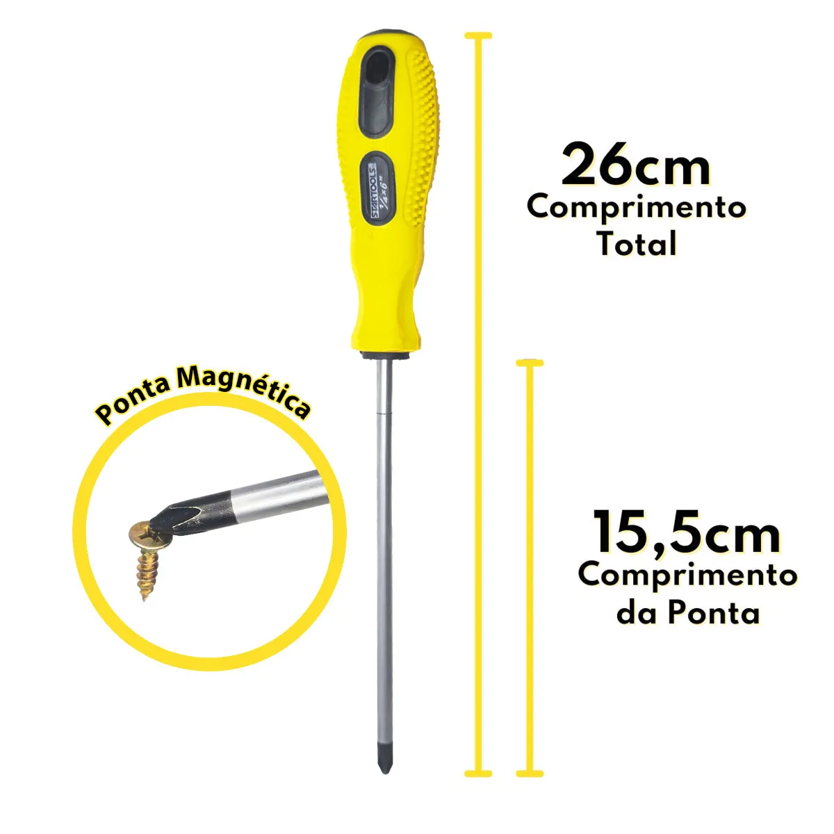 Chave Phillips 1/4x6" PRO com Cabo Emborrachado e Ímã na Ponta - Startools - Imagem 2