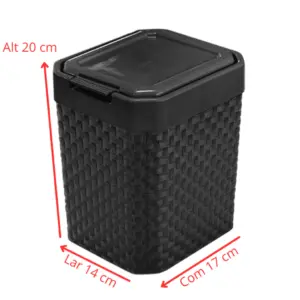 Lixeira Rattan de Pia 5 Litros com Tampa Click - ArqPlast - Imagem 3