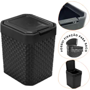 Lixeira Rattan de Pia 5 Litros com Tampa Click - ArqPlast - Imagem 2
