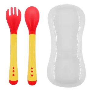 Kit Colher e Garfo de Plástico de 13cm cada Infantil com Estojo - Cosy
