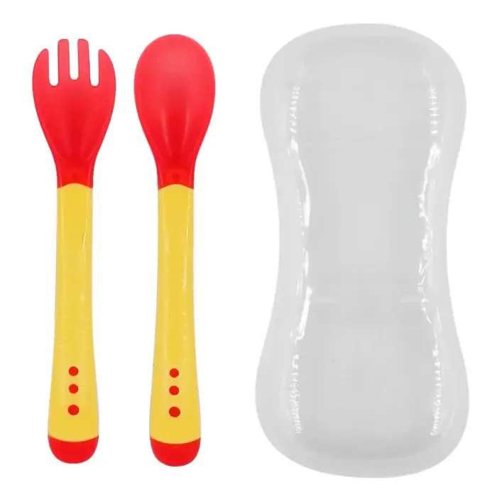 Kit Colher e Garfo de Plástico de 13cm cada Infantil com Estojo - Cosy - Imagem 1