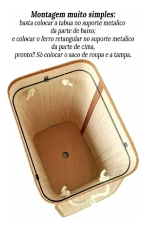Cesto organizador de 72 Litros com Alças de 40x30x60cm em Bambu com Algodão - Casita - Imagem 5