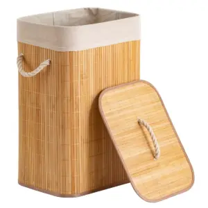 Cesto organizador de 72 Litros com Alças de 40x30x60cm em Bambu com Algodão - Casita