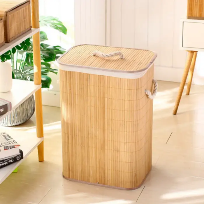 Cesto organizador de 72 Litros com Alças de 40x30x60cm em Bambu com Algodão - Casita - Imagem 3