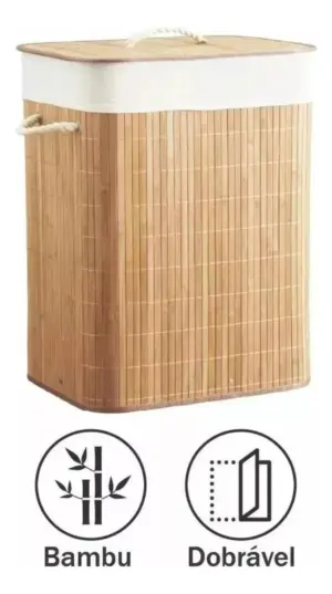 Cesto organizador de 72 Litros com Alças de 40x30x60cm em Bambu com Algodão - Casita - Imagem 9
